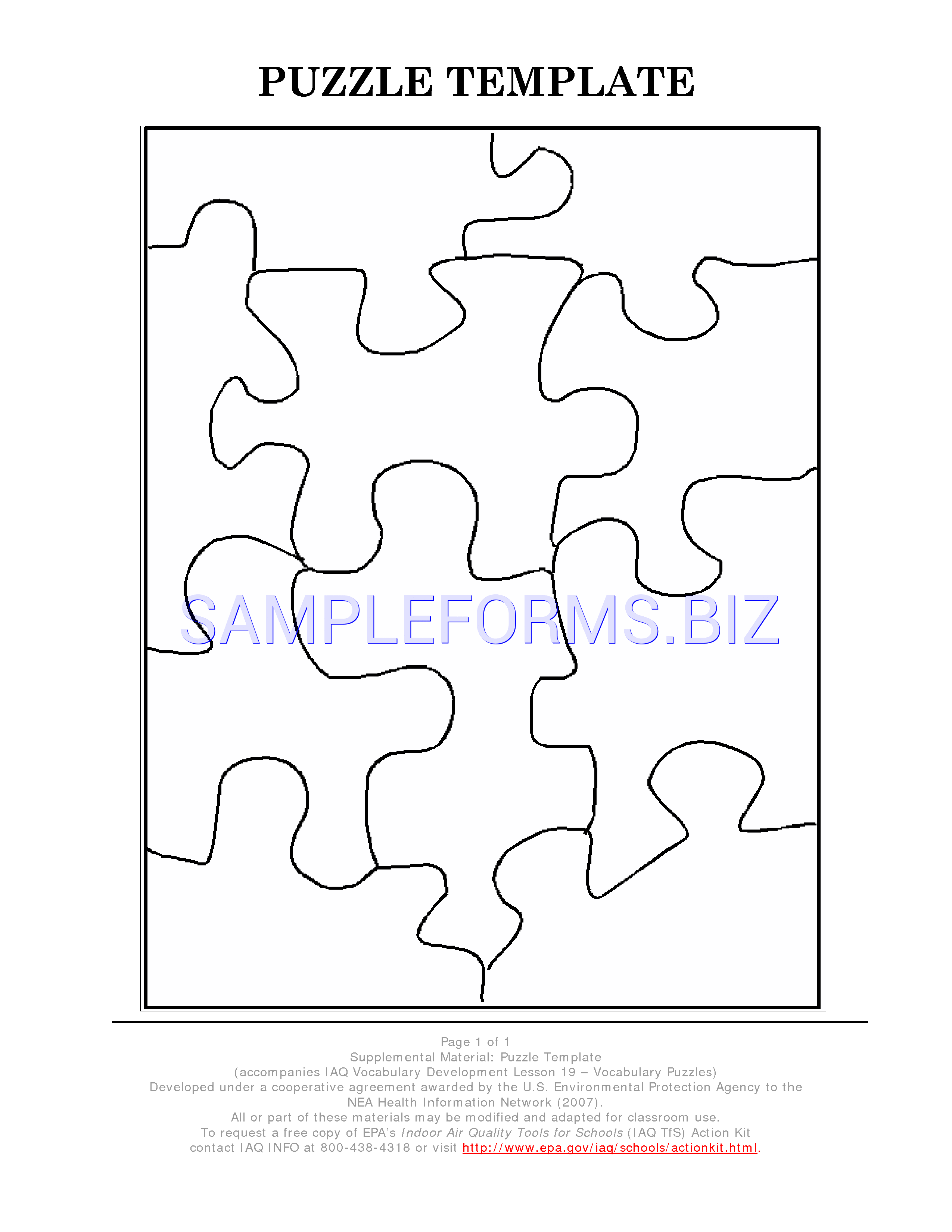 Preview free downloadable Puzzle Template 1 in PDF (page 1)